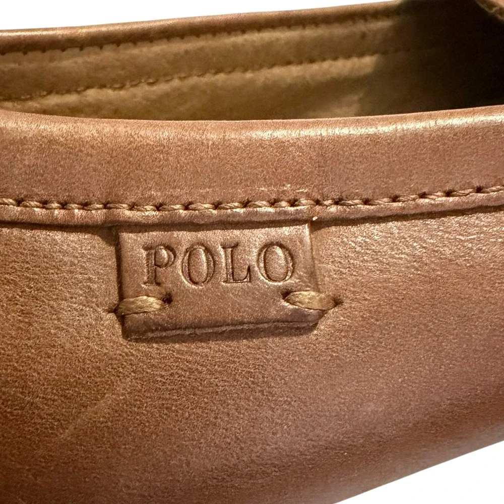 Polo Ralph Lauren Wes Tan Leather Penny Driving Loafers Mens Shoes Size 11D
